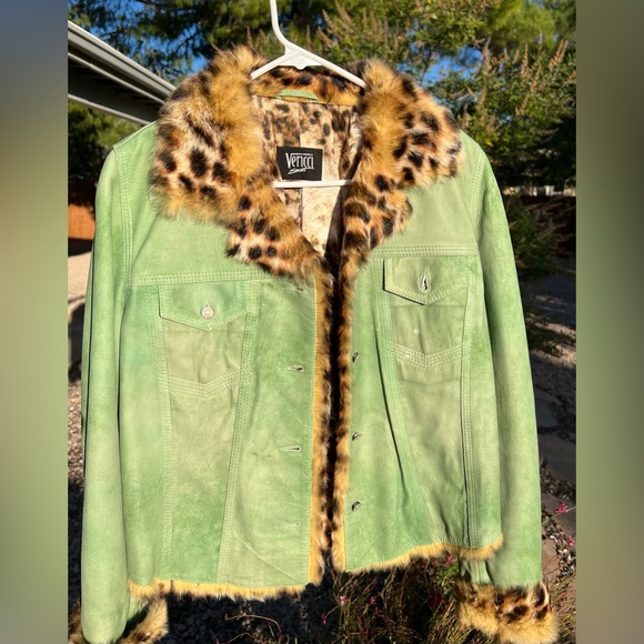 Vericci green suede and fur jacket - Picture 1 of 6